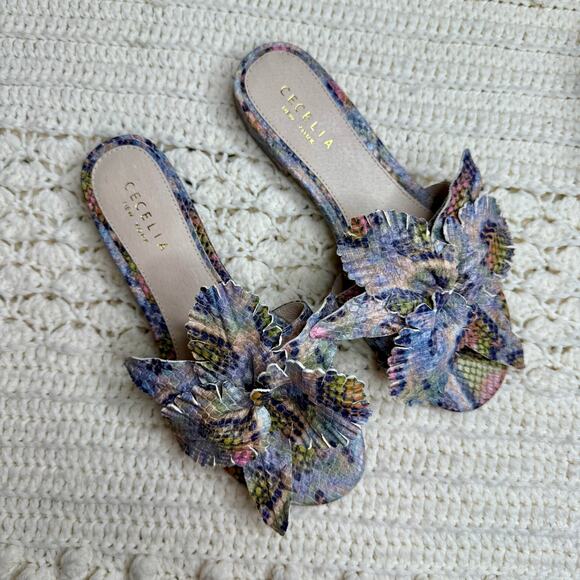 CECILIA NEW YORK ANTHROPOLOGIE Lila Slide Sandal Rainbow Snake 3D Flower Size 7 - Picture 12 of 12